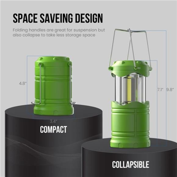 4 Pack LED Camping Lanterns, Battery Powered Camping Lights COB Super Bright - Picture 2 of 6